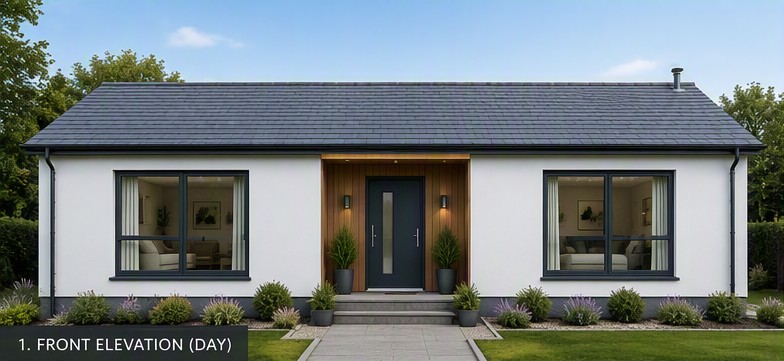 exterior shot of 1 bedroom modular home design by SirisHomes